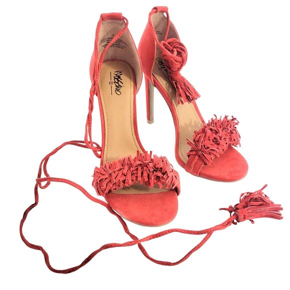Mossimo Red Fringe Gladiator Heels Size 7 - Picture 1 of 8